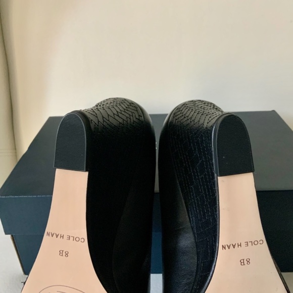 Cole Haan Marit Geo Wedge Heel Pump Black Leather - Picture 9 of 16